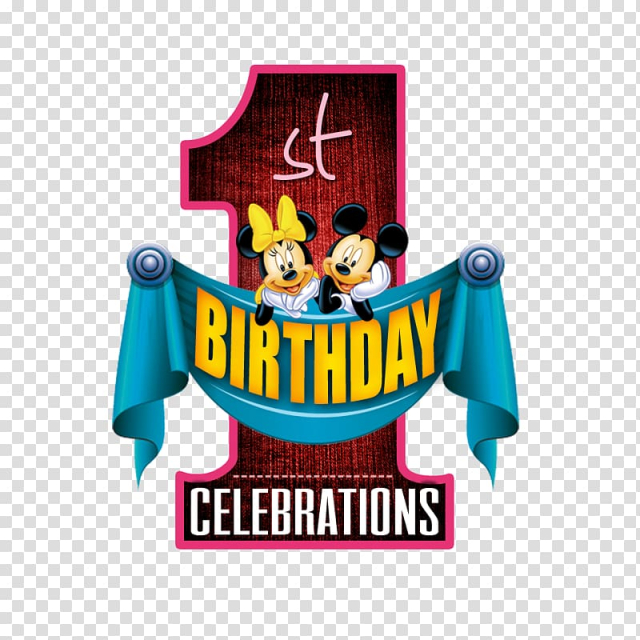 Minnie and mickey mouse celebrations 1 logo banner 1st birthday transparent background png clipart comhiclipartdeffg